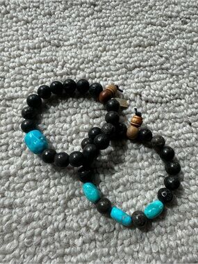 Judith Bright dolomite bead and turquoise bracelet set